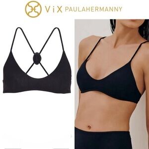 Vix Paula Hermanny Kim Li Solid Bikini Top sz L in Black